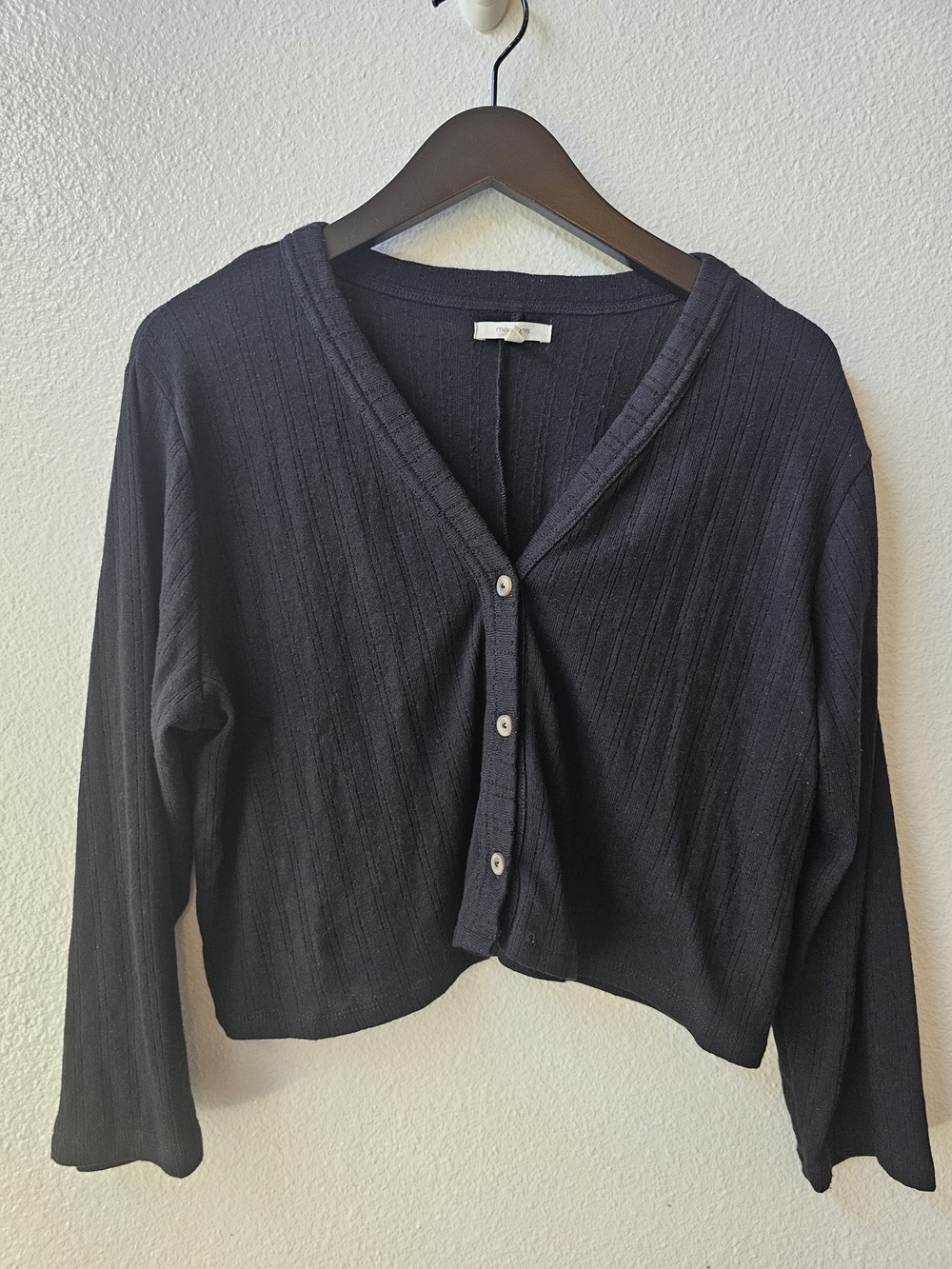 Maurices Black Ribbed Button Front Cardigan Women’s Large